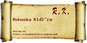 Rohoska Klára névjegykártya